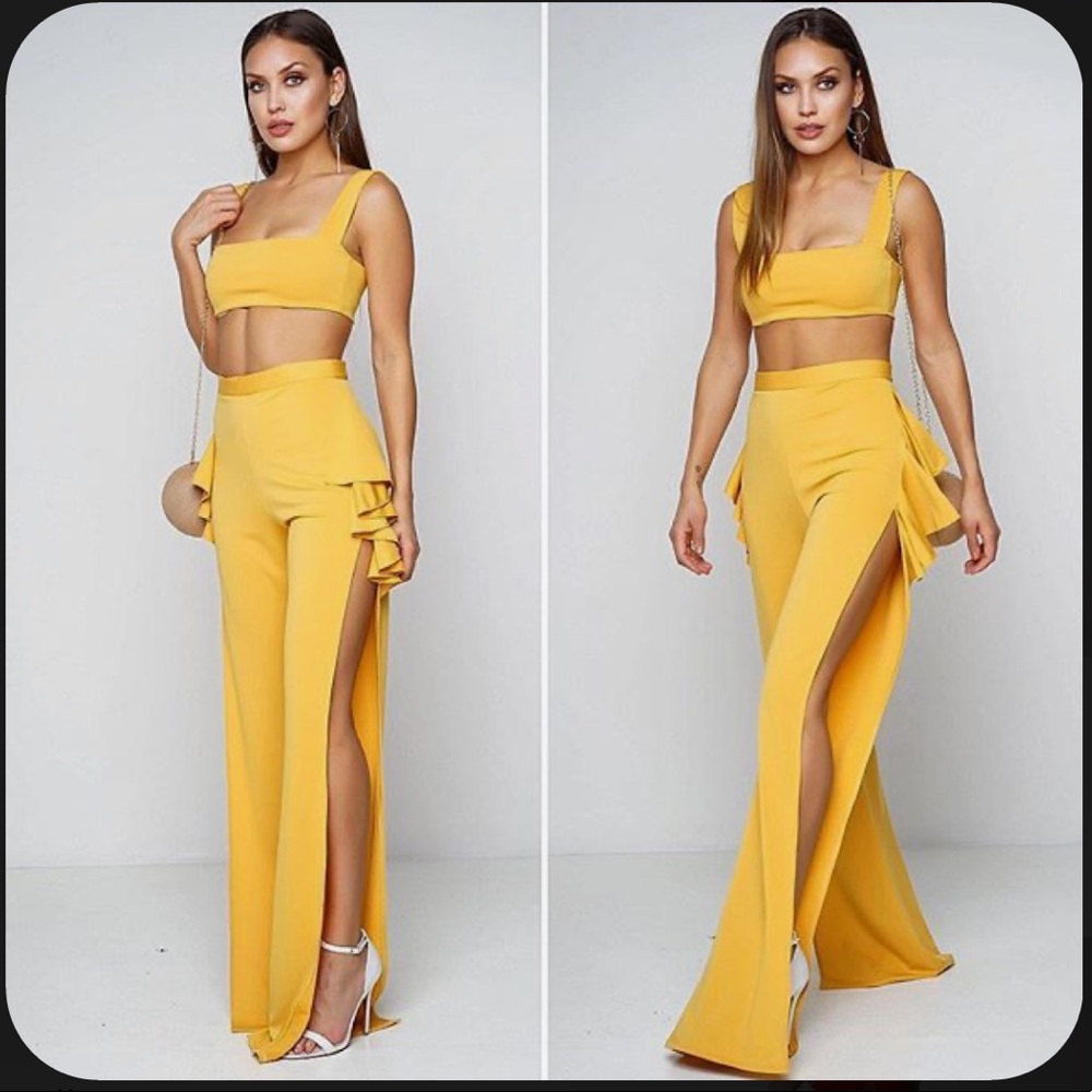 WantMyLook Two Piece Mustard Jumpsuit